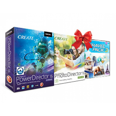 CyberLink PowerDirector 16 Ultimate + PhotoDirector 9 Deluxe + Travel Pack                    
