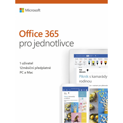 Microsoft Office 365 pro jednotlivce 32/64bit CZ, předplatné na 1 rok                    