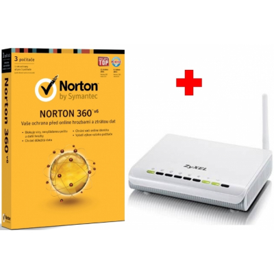 Norton 360 6.0 CZ 1 uživatel 3 PC, 1 rok + WiFi router ZyXEL                    