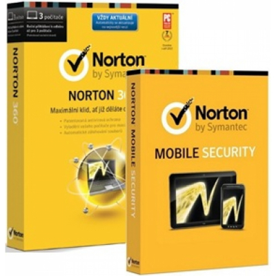 Norton 360 2014 CZ, 5 PC, 1 rok + Norton Mobile Security 3.0 CZ, 1 uživatel, 5 zařízení ESD                    
