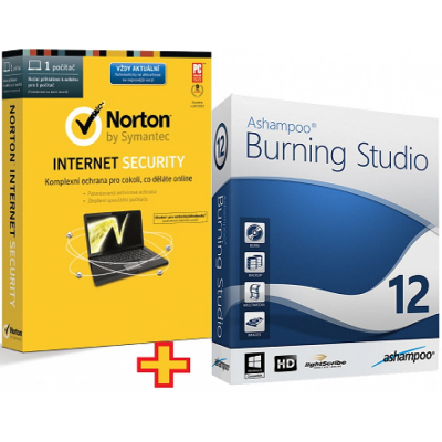 Norton Internet Security 2014 CZ, 1 PC, 1 rok + Ashampoo Burning Studio 12                    