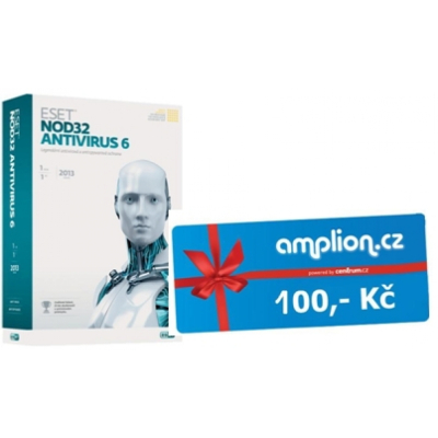 ESET NOD32 Antivirus 6, licence na 1 rok, 1 PC + Poukaz na 100 Kč                    