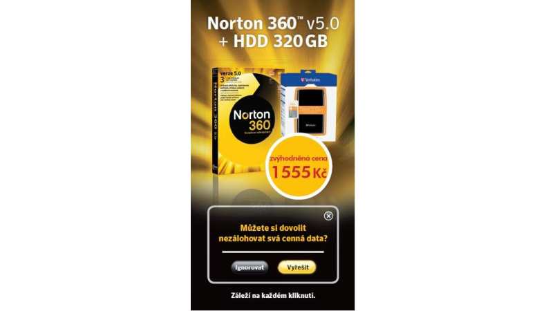 Norton 360 5.0 + 320GB Disk ZDARMA